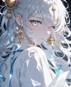 The white-haired girl turning back
