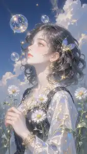 Unreal bubbles in the flowers