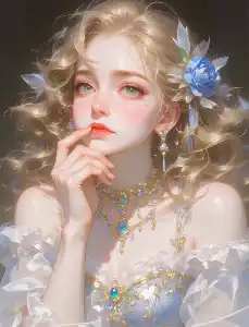 A blonde girl in contemplation
