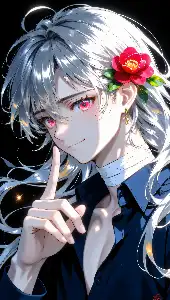 The man with a camellia in his hair