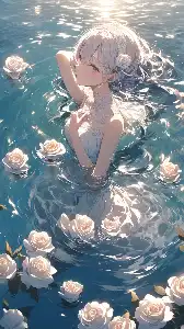 Floating white rose