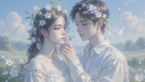 Lovers in the sea of flowers