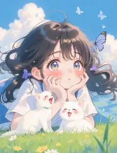 The-Girl-and-the-Cat-in-the-Field