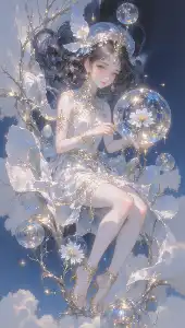 Holding dandelion bubbles in hands