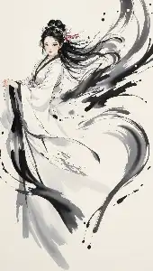 Ancient woman in ink-wash style
