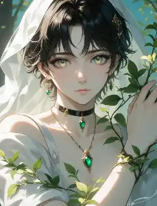 A youthful beauty wearing a thin veil